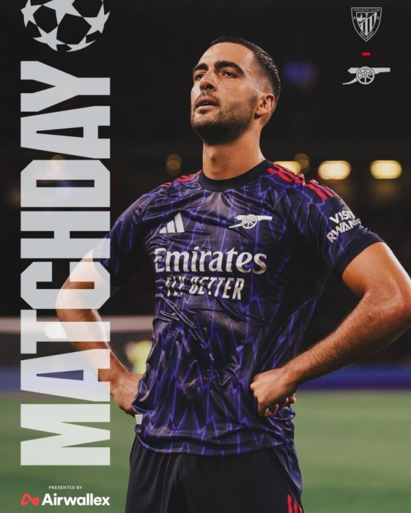 阿森纳发布欧冠客战毕巴海报：梅里诺单人出镜